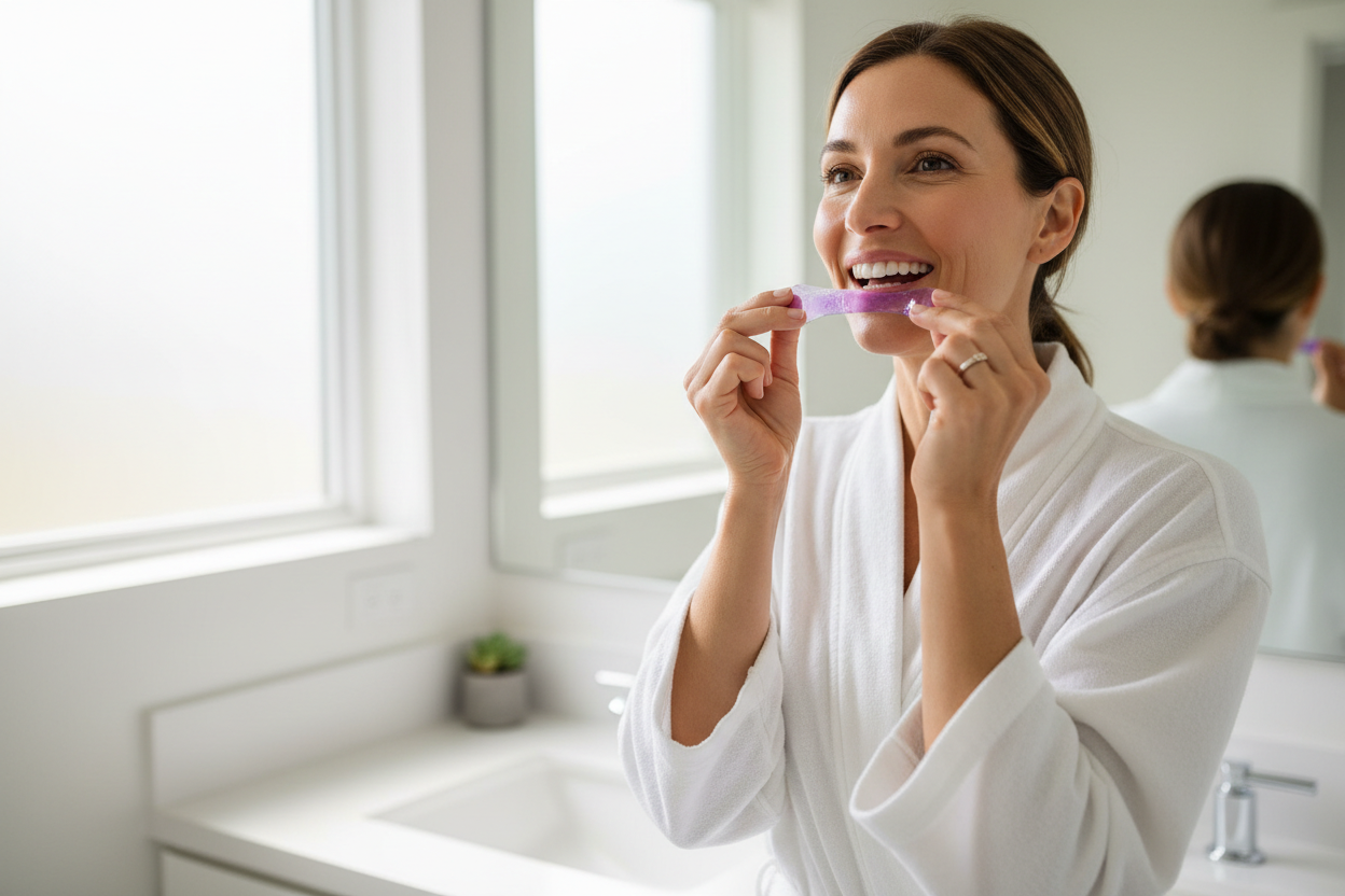 Woman with purple strip - no branding